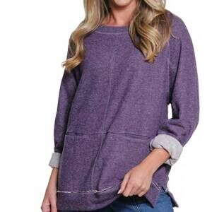NEW TRU LUXE raglan knit top in purple